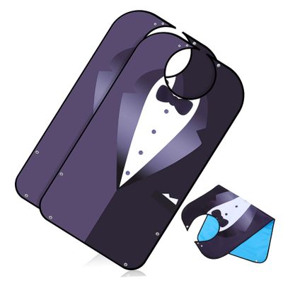 Ipetboom Adult Bibs for Elderly Men and Women, 2pcs Waterproof Washable Suit-style Meal Bibs Button Closure, Protective Clothing for Mealtime Use