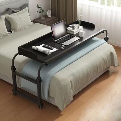 LIJBDDM Rolling Adjustable Desk, Overbed Table, Laptop Table, Over Bed Desk, Height Adjustable 65-95cm, Black