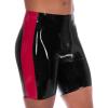 TUNAYI Black And Red Trims At Sides Back Long Leg Latex Boxer Shorts Rubber Boyshorts Bottoms-black with brown-male M view 1