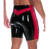 TUNAYI Black And Red Trims At Sides Back Long Leg Latex Boxer Shorts Rubber Boyshorts Bottoms-black with brown-male M view 2