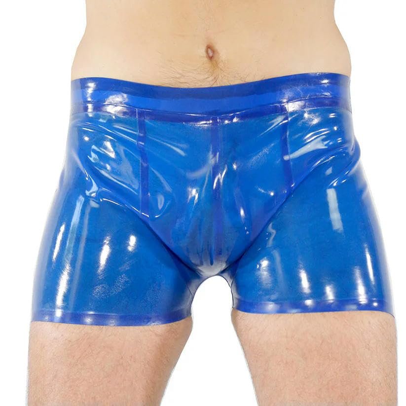 TUNAYI Men Panties Latex Boxer Rubber Shorts Clear Blue Panty-clear blue-M