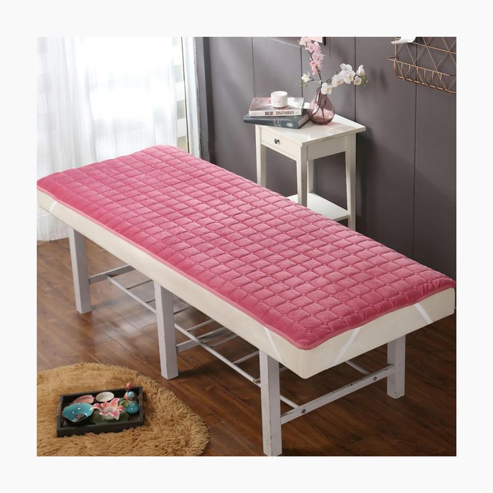 Mswborml D,70x185cm, Grid SPA Bed Cushion Topper, Portable Lash Bed Topper Cover for Massage Table with Four Corner Straps and Facial Breathing Hole, Mattress Pad Round Head(Bed Not Included)