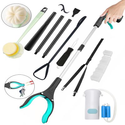 10 in 1 Hip Kit for Seniors Total Hip Replacement Prime kit After Surgery-Grabber/Sock Aid/Back Scratcher/Shoe Horn/Dressing Stick/Loofah/Button Hook/Pill Organizer/Leg Lifter/Dressing Aid Belt