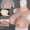 Silicone/Cotton Filled Breastplate Fake Boobs Realistic High Collar Huge Cup Soft Breast for Crossdressers Drag Queen,Color 3,Silk CUP`D view 3