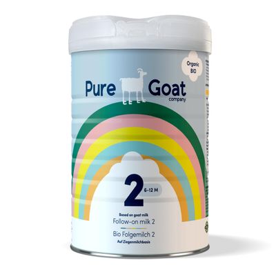 Pure Goat Company Organic Follow-On Formula Stage 2 (612 Months) | Full-Cream Goats Milk, GOS Fibres, DHA & ARA | Palm Oil & Soy Free | Organic Certified Baby Milk Powder 800g