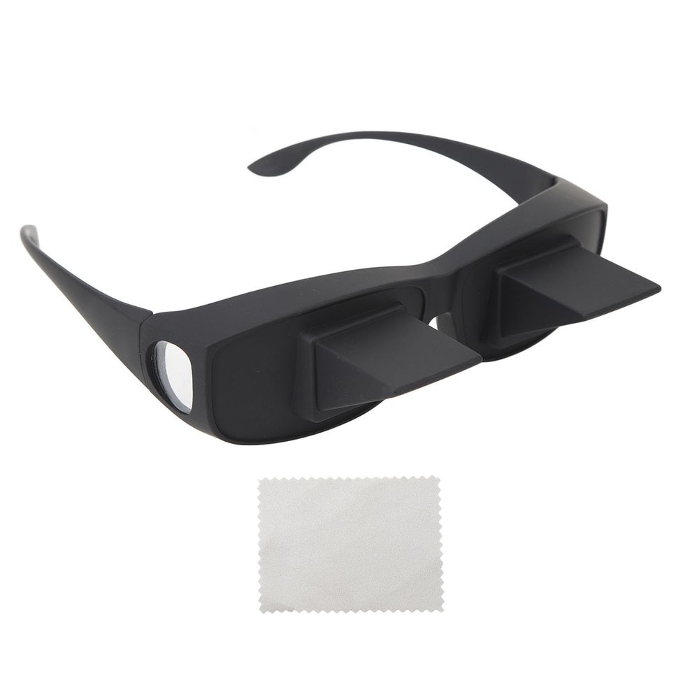 Glasses with 90 Degree Refractive Prism, Optical Glass Spectacles for Lying Down Reading, Watching TV, Suitable for Outdoor Enthusiasts, Black