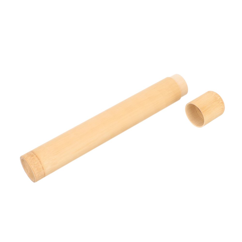 Baluue Bamboo Toothbrush Case Portable Travel Toothbrush Container with Lid for Camping and Home Use