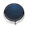 HMBGFW Blue wave pattern Pill Storage Box - Compact 3-space - portable circular metal pill box - perfect for travelwallet or pocket use view 1