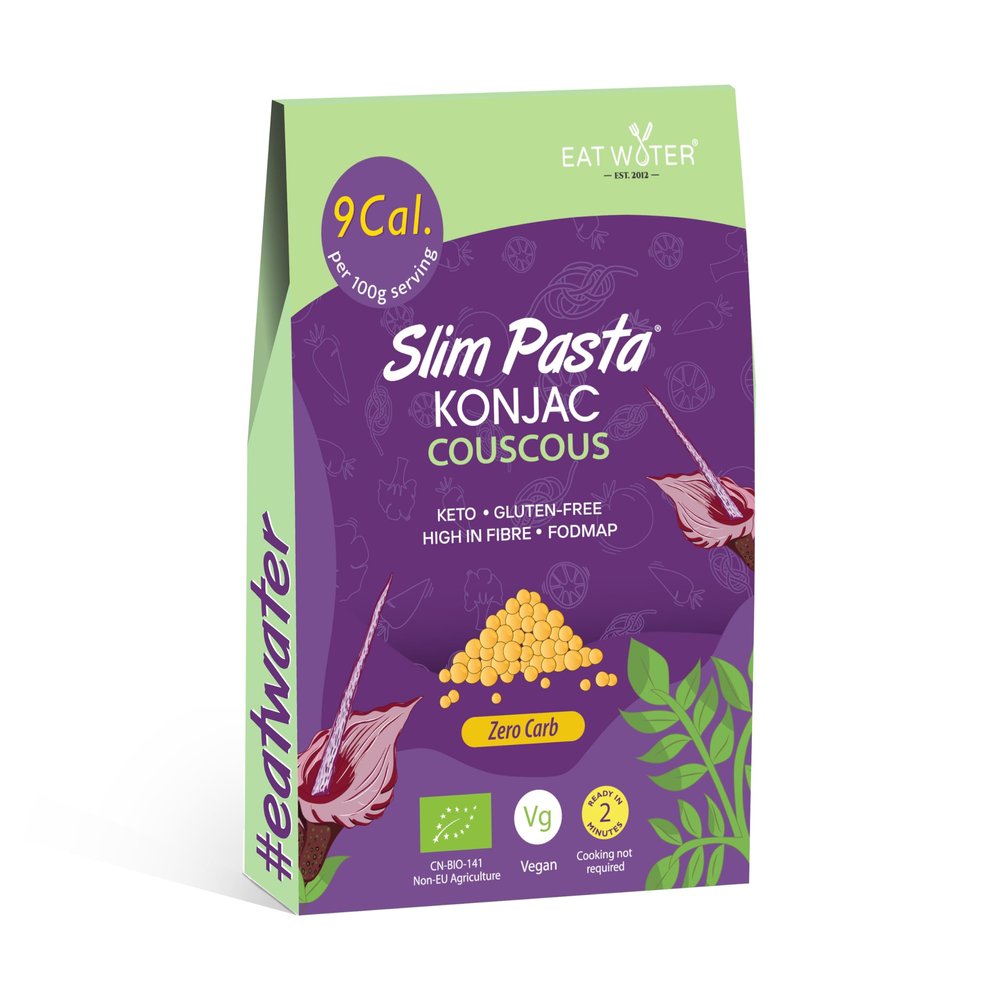 Eat Water Slim Couscous Pasta 270g (Pack of 5)Organic Konjac Flour & Oats, Zero Carb, Low Calorie Food, Gluten-Free, Fat-Free, Vegan High Fibre, Ready to Eat Pasta Alternative, Keto & FODMAP Friendly