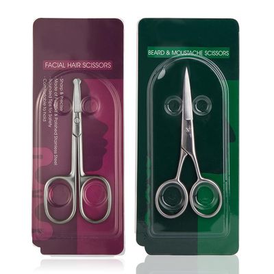 Astrowinter Nose Hair Scissors (Rounded Tip) & Beard Scissors - Safety Blunt-tip Facial Hair Scissors for Nose Hair, Moustache and Beard, Eyebrows, Eyelashes, Ear Hair AW-061-UK-C