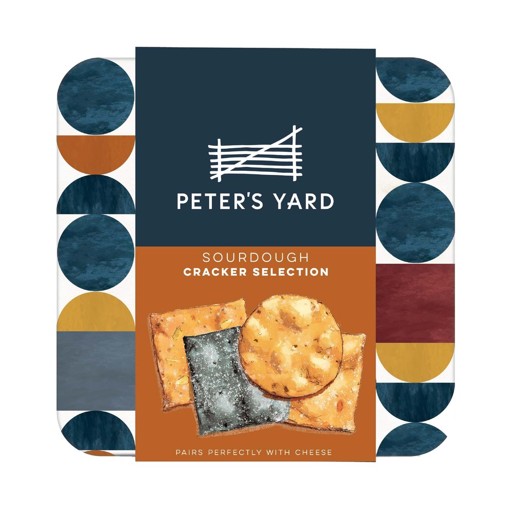 Peter's Yard Sourdough Crackers Selection Tin, Great with Chutney and Cheese, High Fibre, Natural Ingredients, Low Sugar, Contains 4 x Cracker Sleeves.