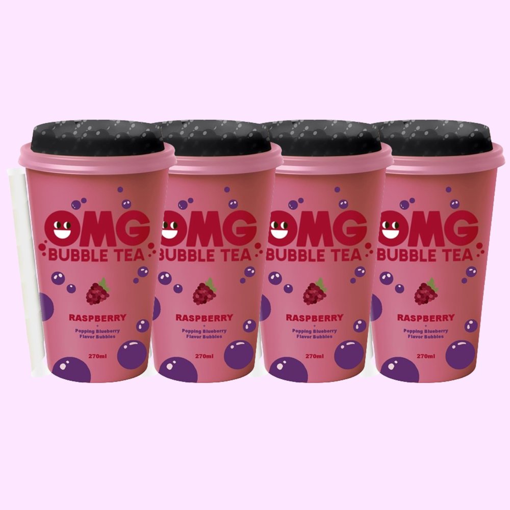 OMG Bubble Tea | A Taste Sensation in Every Sip | (Raspberry Pack of 4)