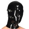 Black Latex Hooded Masks,Handmade Rubber Hood Mask with Back Zipper and Removable Blindfold and Mouthpiece, Black, XXL view 1