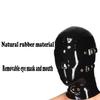 Black Latex Hooded Masks,Handmade Rubber Hood Mask with Back Zipper and Removable Blindfold and Mouthpiece, Black, XXL view 2