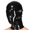 Black Latex Hooded Masks,Handmade Rubber Hood Mask with Back Zipper and Removable Blindfold and Mouthpiece, Black, XXL view 4