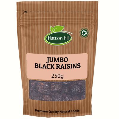 Jumbo Black Raisins 250g by Hatton Hill | Perfect for Snacking, Baking