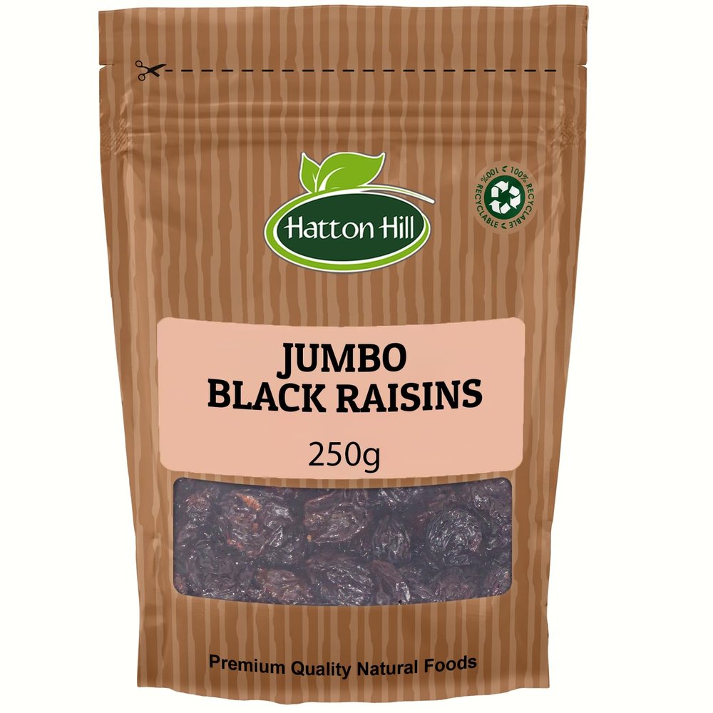 Jumbo Black Raisins 250g by Hatton Hill | Perfect for Snacking, Baking