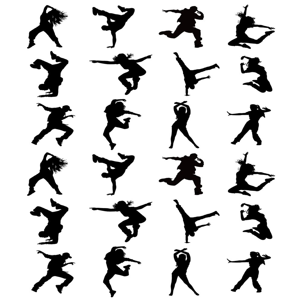 Dancing Hip Hop Silhouettes, Edible Cupcake Toppers - Stand-up Wafer Cake Decorations (Pack of 24) PRECUT