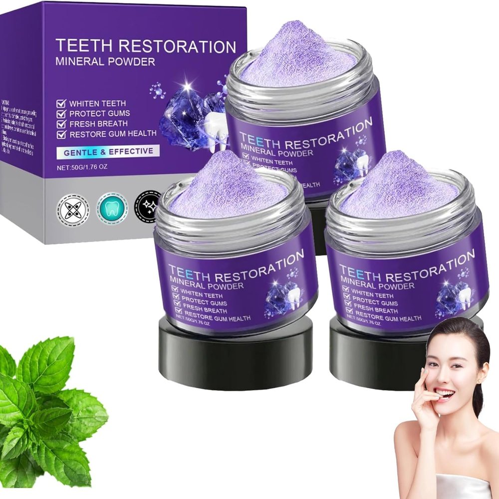 3 PCS Teeth Restoration Mineral Powder, Teeth Whitening Mineral Powder, Effective in Strengthening Teeth and Gums, Dental Restoration Mineral Powder, Natural Teeth Restoration