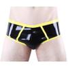 TUNAYI Black And Yellow Latex Boy Shorts With Trims Rubber Briefs Underpants-trans brown w yellow-Male S view 1