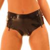 TUNAYI Black Mid Waist Latex Panties With Zippers At Front Rubber Shorts Underpants -transparent brown-male XL view 1