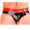 TUNAYI Black And Red Latex Briefs With Pouch Trims Rubber Shorts Underpants-orange-XL view 1