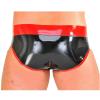 TUNAYI Black And Red Latex Briefs With Pouch Trims Rubber Shorts Underpants-orange-XL view 2