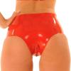 TUNAYI Red Latex Boxer Short With Crotch Zippers Rubber Panties Underwear Briefs Bottoms-lake blue-Male S view 2