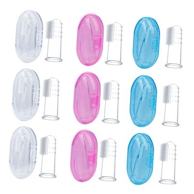 Healeved 9pcs Baby Finger Toothbrush Silicone Infant Toddler Oral Cleaning Brush Set Storage Boxes, Soft Gum Care and Tongue Cleaner for Newborns to 3 Years Old
