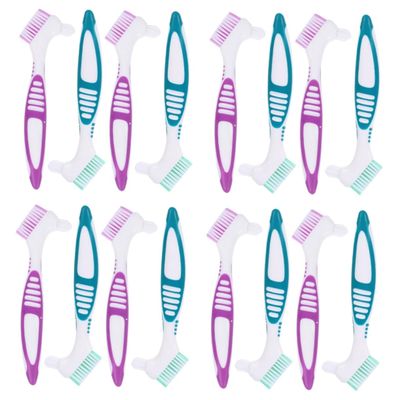 Healeved 16pcs Cleaning Brush Retainer Brush Turtle Scrub for Dentures Removal Hard Bristle for Mouth Guard Cleaner