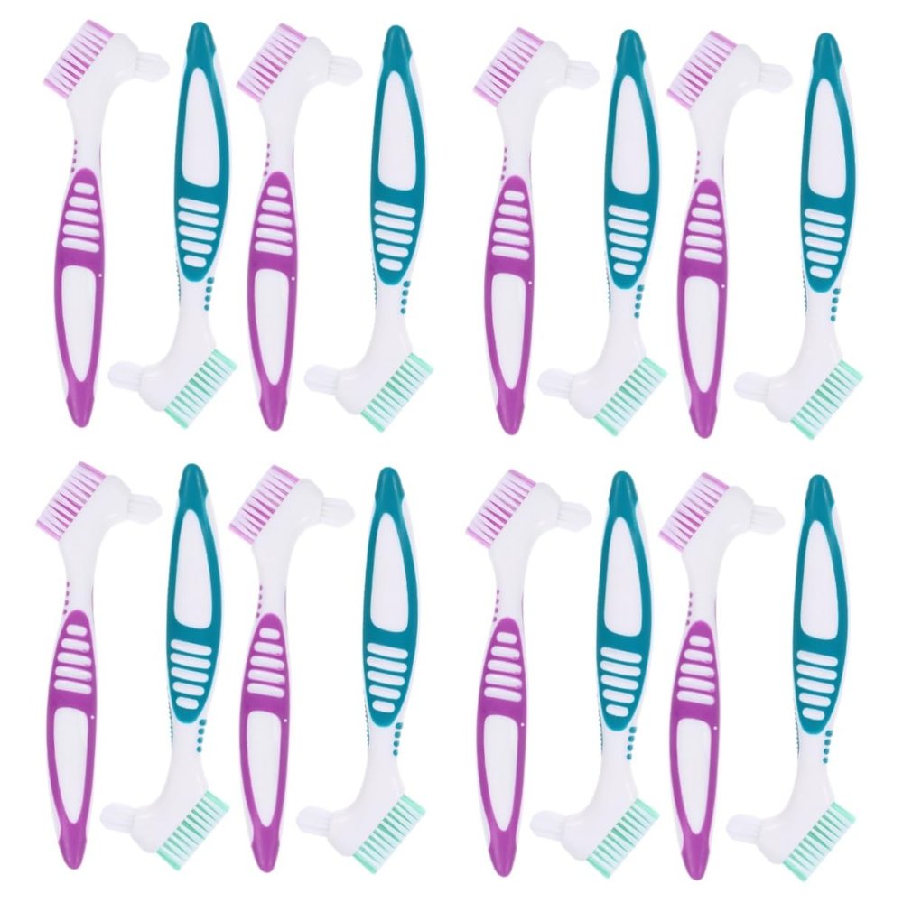 Healeved 16pcs Cleaning Brush Retainer Brush Turtle Scrub for Dentures Removal Hard Bristle for Mouth Guard Cleaner