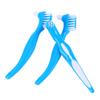 HOMOCONO 3pcs Double Sided Denture Toothbrush Set with Anti-Slip Handle, Firm Bristle False Teeth Cleaner for Home Use, Portable Denture Cleaning Brush for Adults view 1