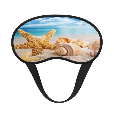 Mosytuky Beach Starfish Shell Print Sleep Mask for Back and Side Sleeper for Sleeping,Zero Eye Pressure Night Blindfold Ultralight Travel Nap Eye Cover