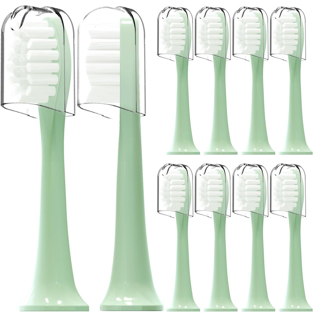 10 Pack Compatible with Suri Electric Toothbrush Replacement Brush Heads,for Suri Sonic Electric Toothbrush,with Dust Cover (Winter Fern, Medium)