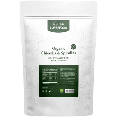 Everyday Superfood Organic Chlorella & Spirulina Tablets 500mg, 3600 Broken Cell Wall Chlorella & Raw Spirulina Cold Pressed Tablet