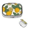 Pill Box Lemon Fruit Pattern Square Pill Case for Purse & Pocket 2 Compartment Medicine Pill Organizer Portable Travel Pillbox Medicine Vitamin Cod Liver Oil Storage Box view 1