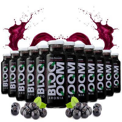 Bloom Aronia 250ml x 12 Bottle Pack Aronia Juice - 100% Natural Organic Juice from Pure Greek Chokeberry, Rich in Natural Antioxidants, No Added Sugar