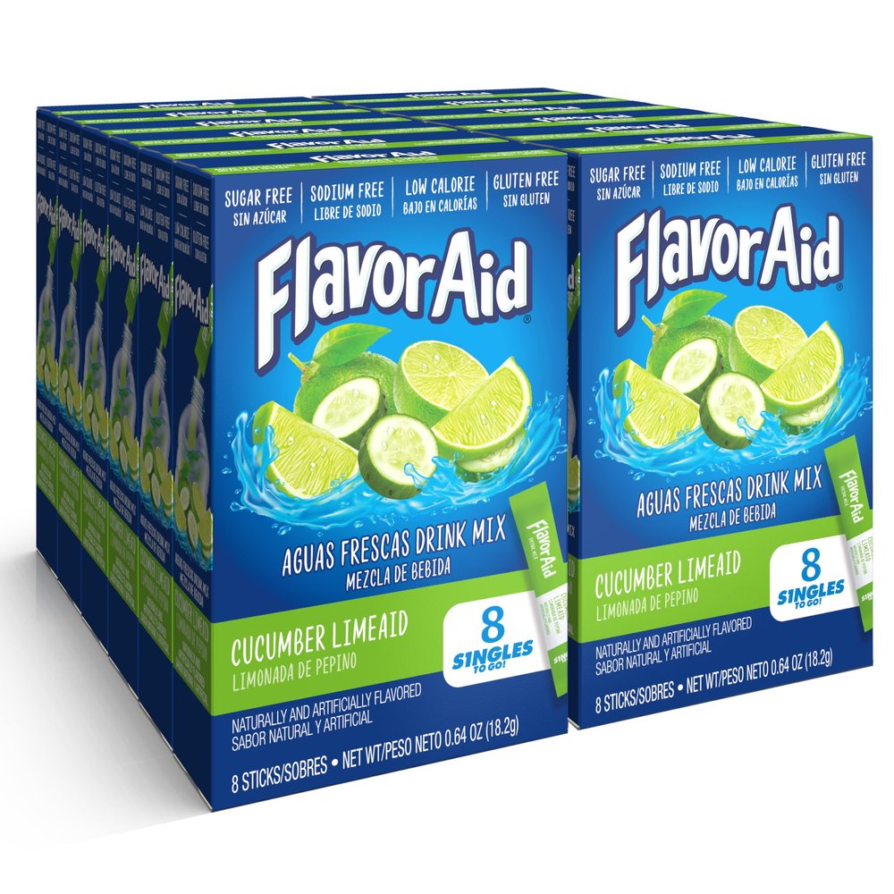Flavor Aid Singles To Go Water Drink Mix, Cucumber Lime, 96 Packets