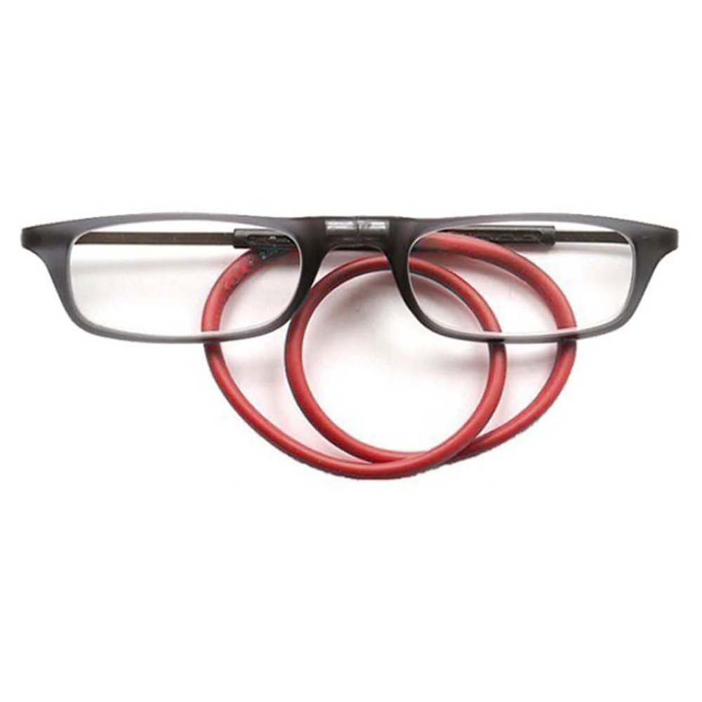 ABETOS Reading Glasses Magnetic Bridge Foldable Eyeglasses with Adjustable Temples Men Women Small Easy Carry Flexible Headband Readers, Grey Red+1.0
