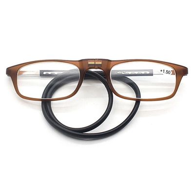 ABETOS Reading Glasses Magnetic Bridge Foldable Eyeglasses with Adjustable Temples Men Women Small Easy Carry Flexible Headband Readers, Brown Black+1.75