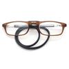 ABETOS Reading Glasses Magnetic Bridge Foldable Eyeglasses with Adjustable Temples Men Women Small Easy Carry Flexible Headband Readers, Brown Black+1.75 view 1