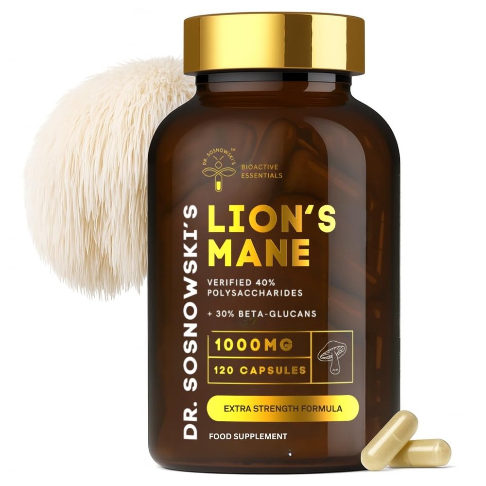Dr Sosnowski's BioActive Lion's Mane Mushroom Capsules | Potent 1000mg High Strength Lion's Mane Extract (120 Capsules)
