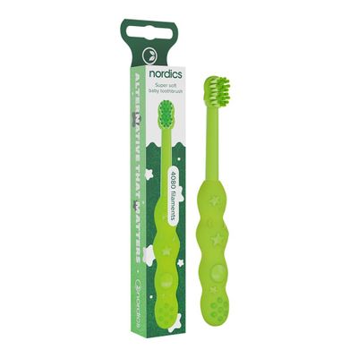 Eco Toothbrush Baby | from 0-2 Years | with 4,080 Bristles | Green | Nordics (Green, Pack of 1)