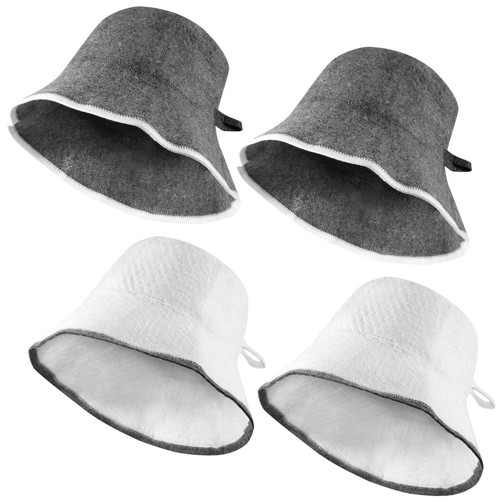 4Pcs Sauna Hat Felt Fabric Sauna Cap for Women and Men Steam Bath Hat Felt Heat Dry Headrest Vaporarium Hat Steam Hat Bath Accessories for Sauna on The Street Steam Room (4pcs)