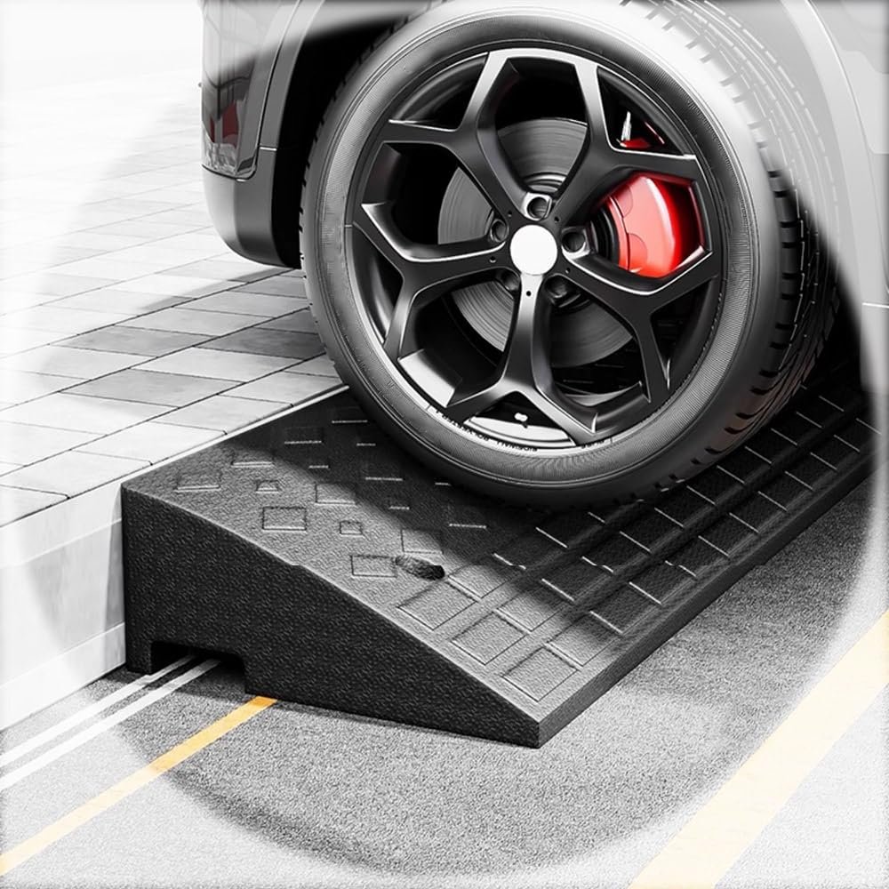 YCBTPS 6in Rise Threshold Ramp, Heavy Rubber Driveway Ramp, Wheelchair Kerb Ramp With Bolts, Portable Curbside Bridge For Doorways,Driveways,Bathroom(50 * 48 * 14cm)