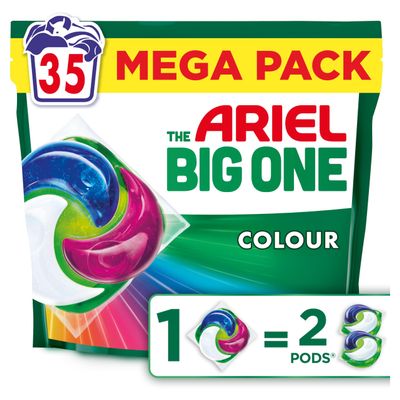 Ariel The Big One PODS Laundry Capsules, 35 Washes, Colour 2X Stain & Odour Removal, Fast Dissolving in Cold