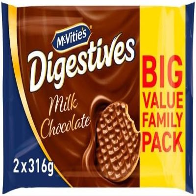 Milk Chocolate Digestives Biscuits Twin Pack 2x316g Delicious Tasty And Twisty Treat "Taste the sweetness in every bite" (Pack Of 4)