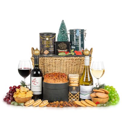 Indulgence Treat Basket Luxury Christmas Hamper with Chocolate & Wine Gift