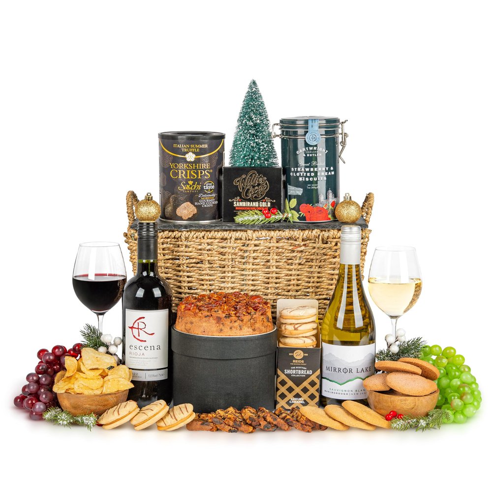Indulgence Treat Basket Luxury Christmas Hamper with Chocolate & Wine Gift