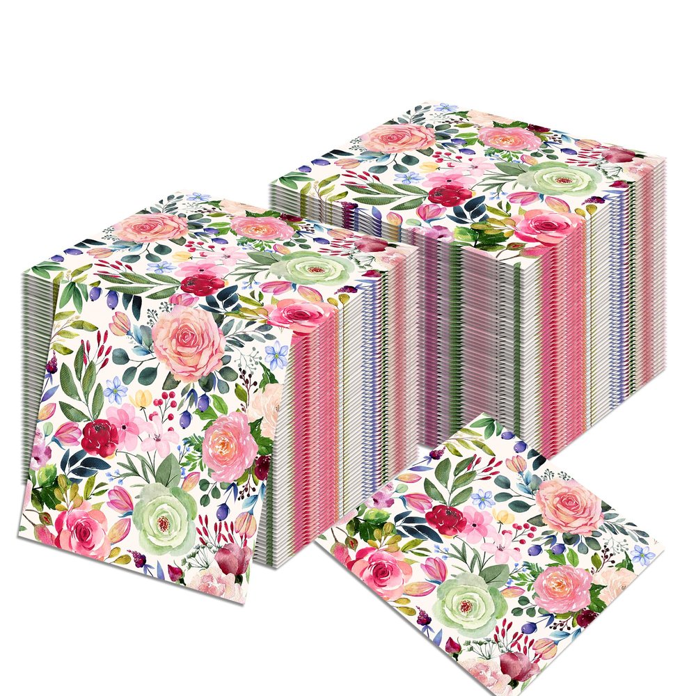 120Pcs Flower Paper Napkins Happy Flower Day Disposable Paper Napkins Flower Luncheon Napkins for Flower Festival Dinner Party,6.5 * 6.5 Inch 6